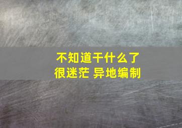 不知道干什么了很迷茫 异地编制